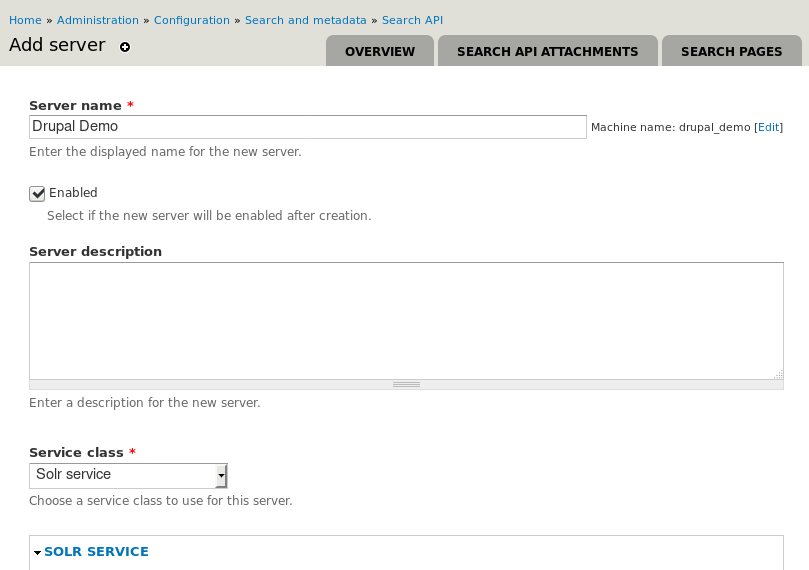 SearchStax Solr Drupal 7 Add Server