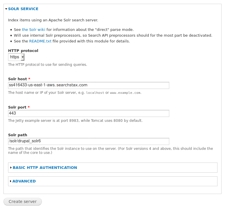 SearchStax Solr Drupal 7 Solr Service