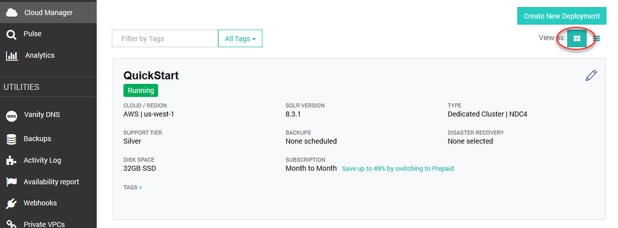 SearchStax Deployment link