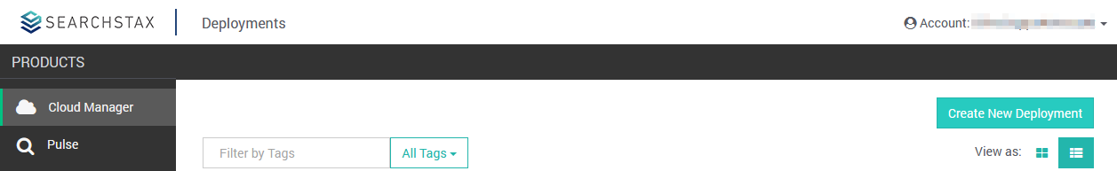 SearchStax Managed Solr Quick Start Create New Deployment button