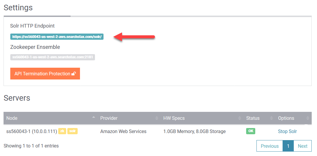 SearchStax Solr Drupal 7 Solr Endpoint