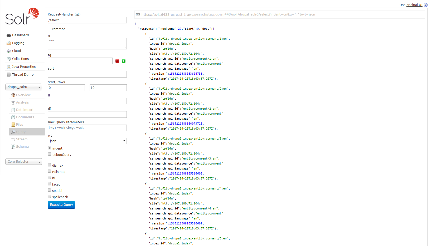 SearchStax Solr Drupal 8 Query