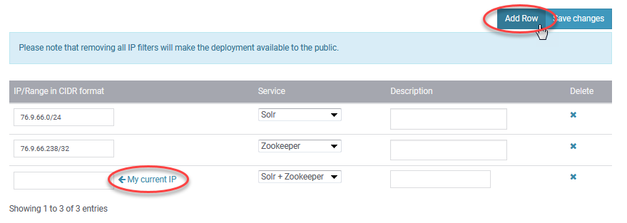 SearchStax Security IP Filtering
