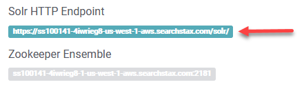 SearchStax Managed Solr Quick Start Solr Endpoint