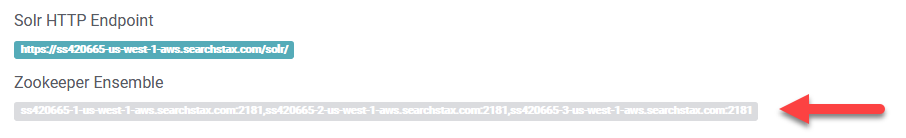 SearchStax Managed Solr Quick Start Zookeeper Ensemble
