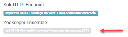 SearchStax Managed Solr Quick Start Zookeeper Ensemble