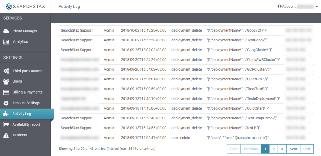 Managed Solr Activity Log