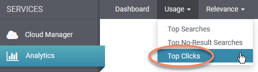 SearchStax Analytics Menu