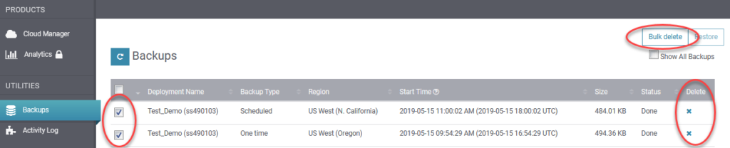 SearchStax Scheduled Backup