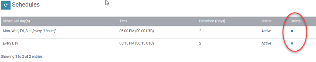 SearchStax Scheduled Backup