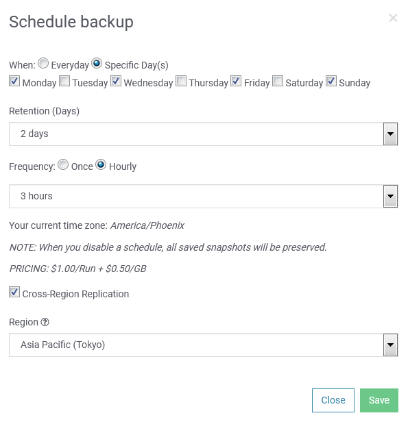 SearchStax Scheduled Backup