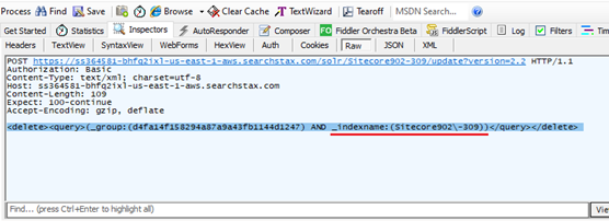SearchStax Sitecore delete