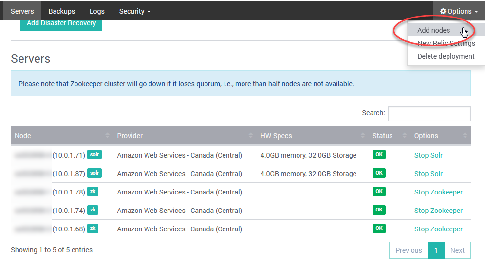 SearchStax Solr Cluster Scaling