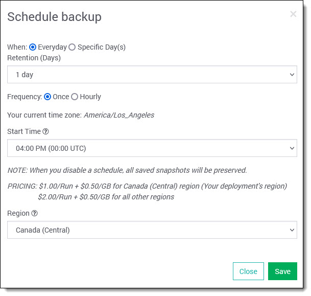 SearchStax Scheduled Backup