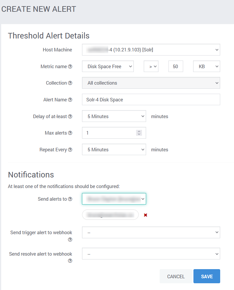 SearchStax Pulse Threshold Alerts