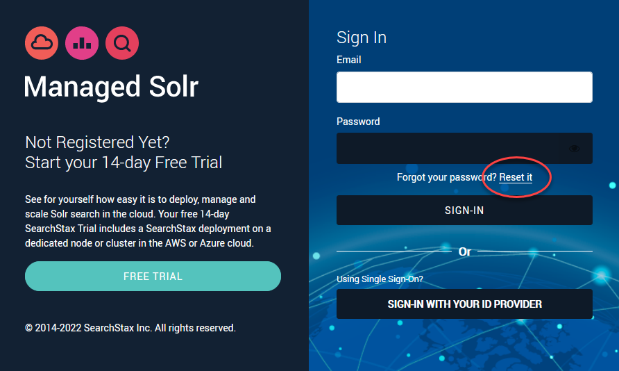 Searchstax Change Password