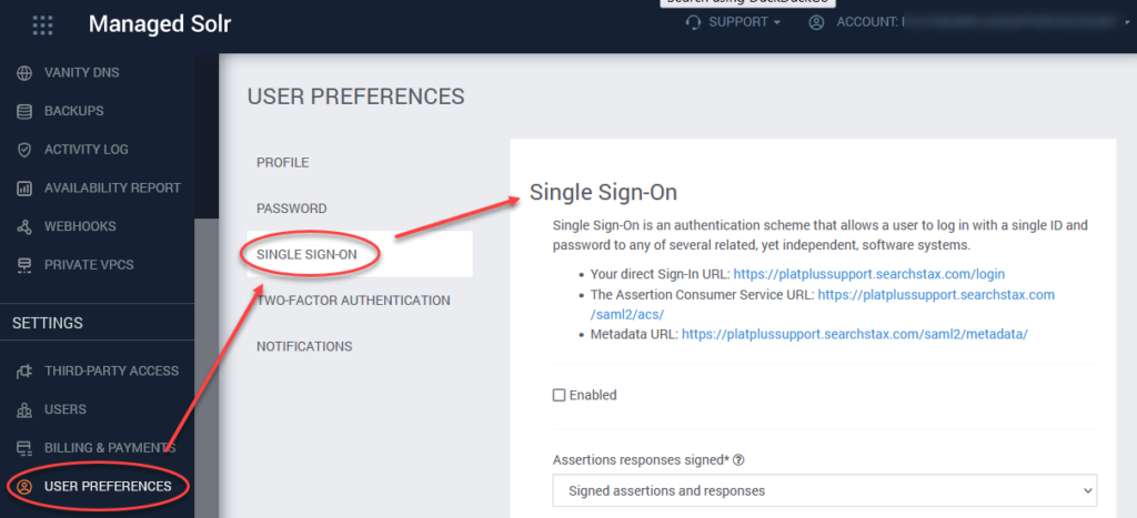 SearchStax Single Sign-on