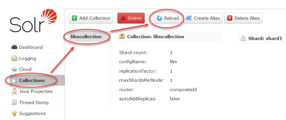 SearchStax Solr config display