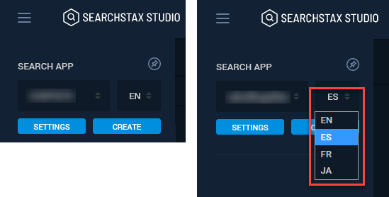 Search App creation menu