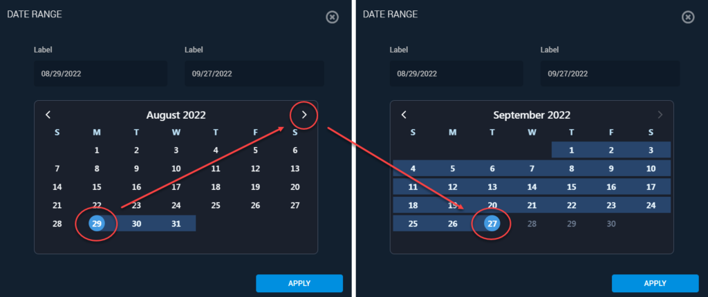 Date Range calendar input