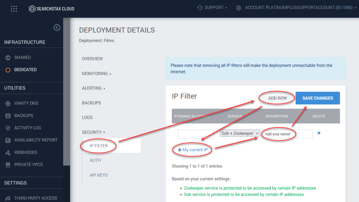 Securing Deployments SearchStax Docs