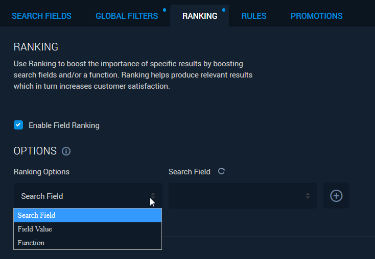 Relevance Modeling Ranking Tab