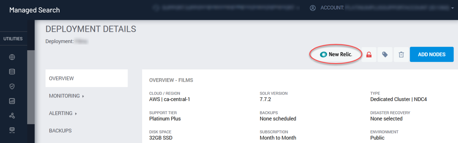 New Relic Integration- SearchStax Managed Search Docs