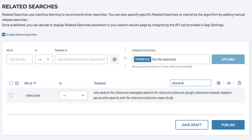 SearchStax Site Search - Related Searches