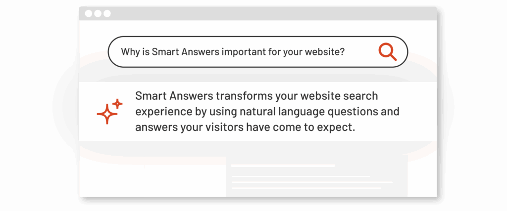 SearchStax launches Smart Answers generative AI summaries for onsite search results - example of question in search bar with AI summary