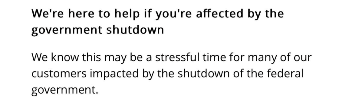 Marketing agility example of messaging during a government shutdown