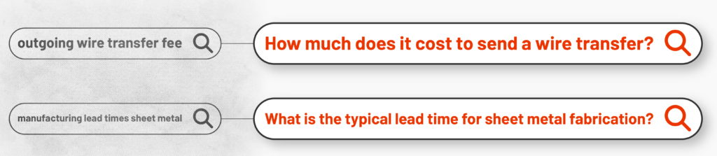Example of old keyword-based searches vs modern, conversational searches in natural language