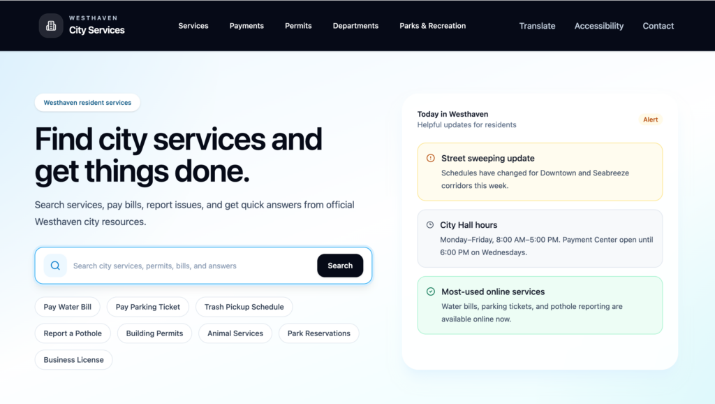 example of a local government website