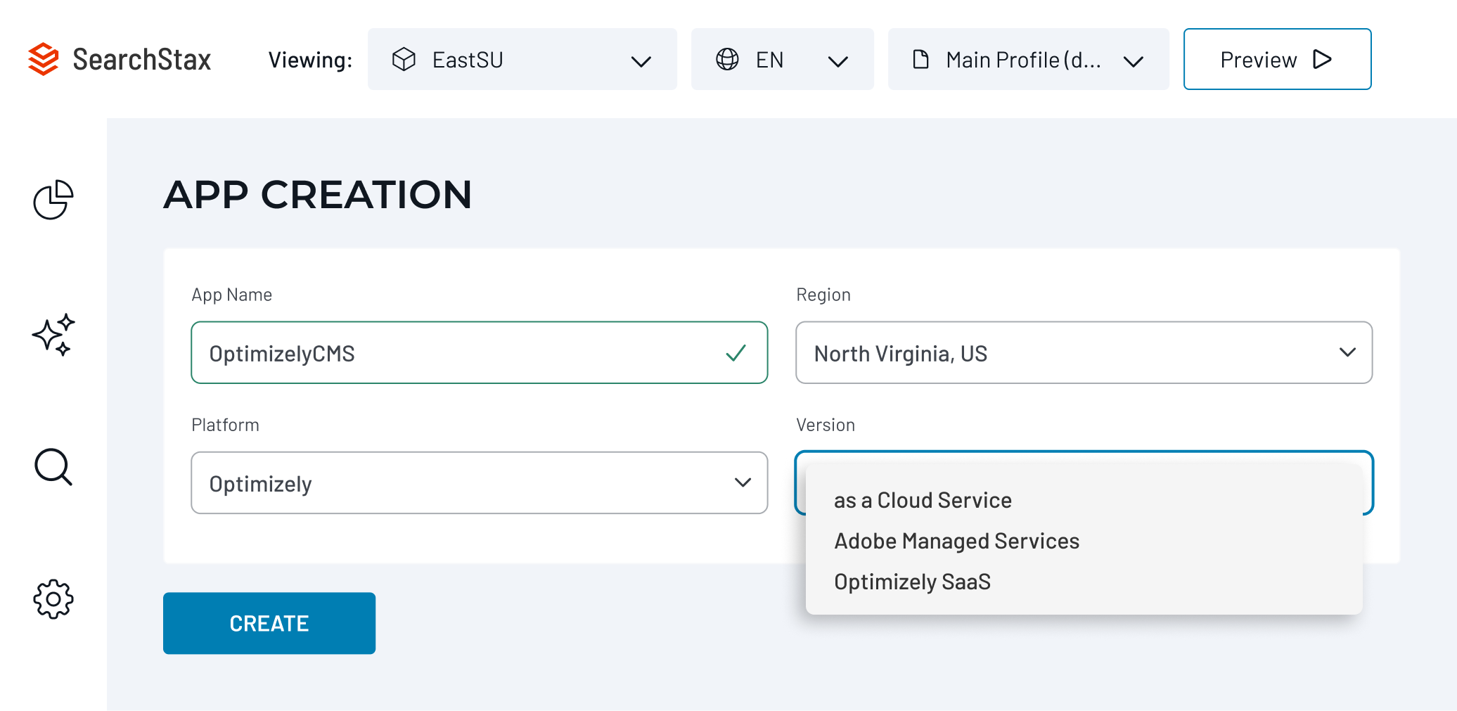 Optimizely app creation for SearchStax Optimizely CMS connector
